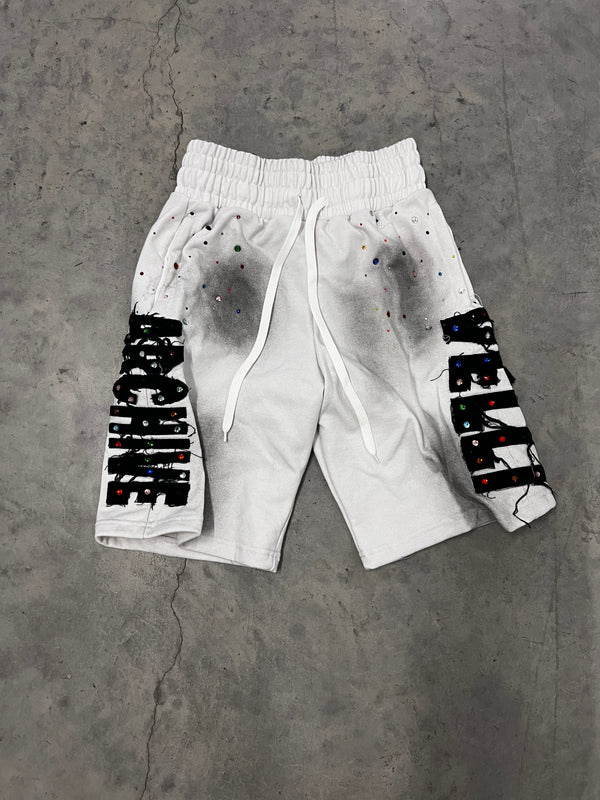 WHITE OREO Rhinestone VELLI ARCHIVED SHORTS