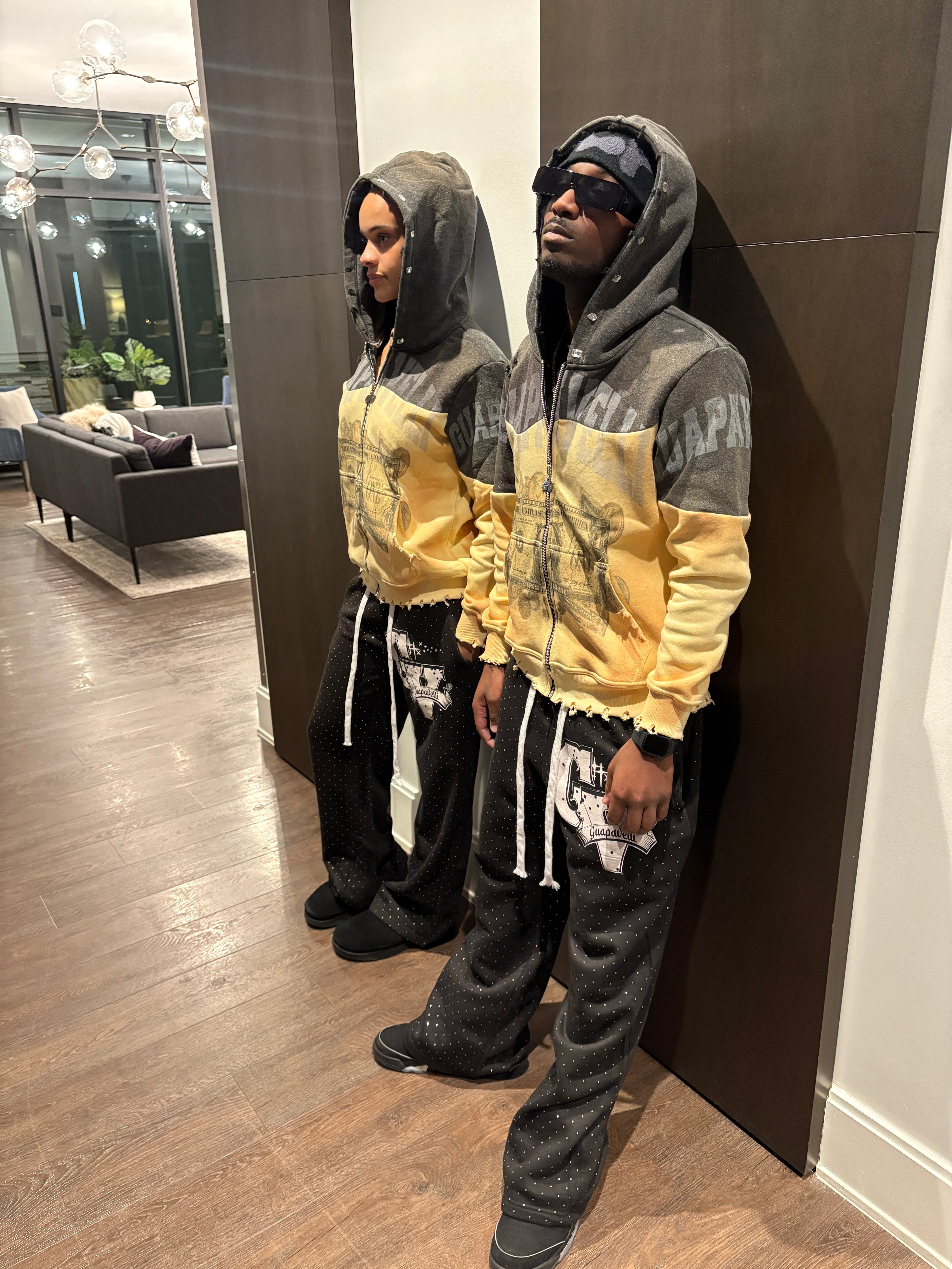 2 tone “Guapavelli” gemstone hood hoodie