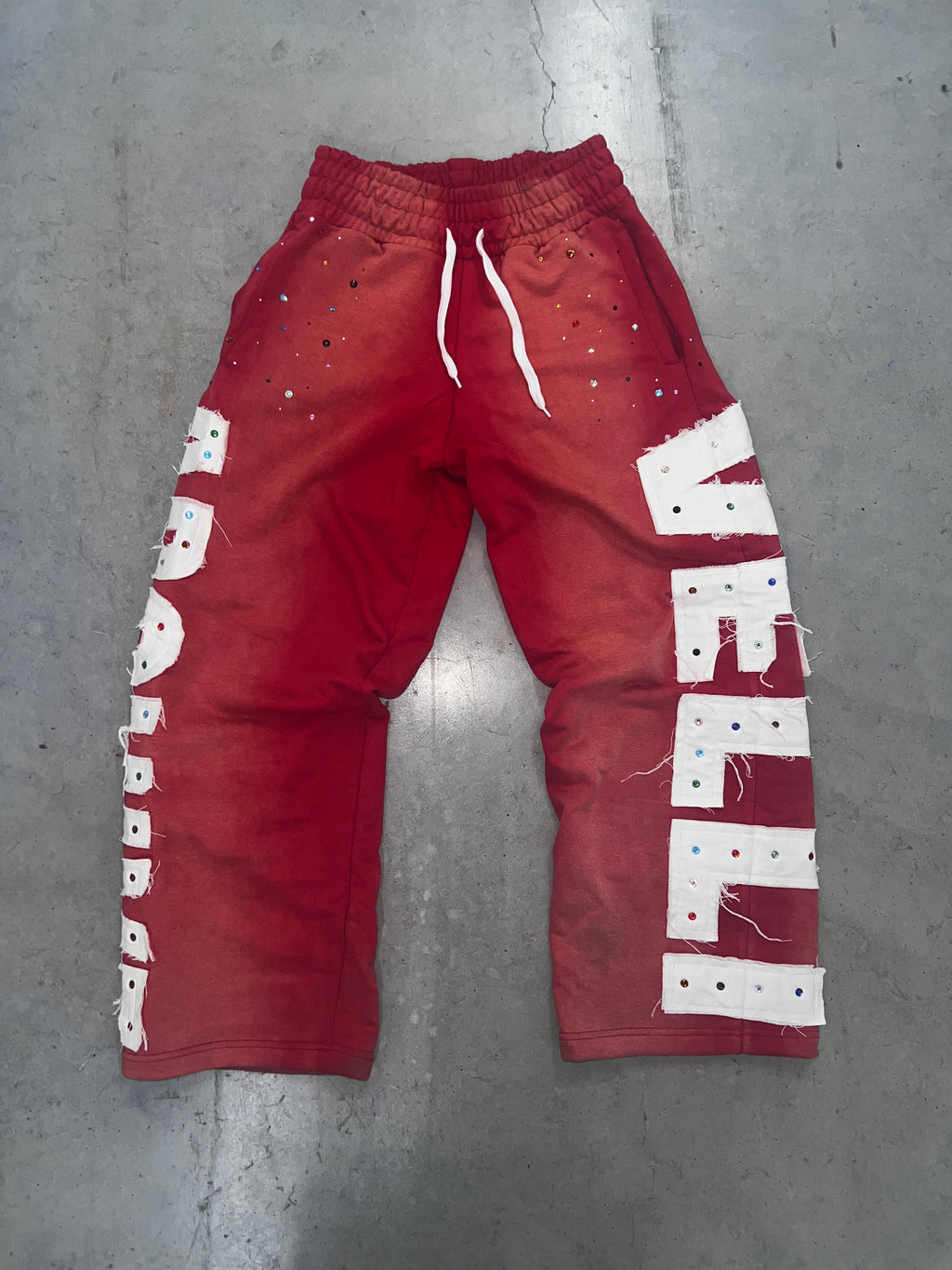 RED "VELLI ARCHIVE" Rhinestone Sweats