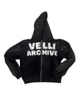 BLACK  "VELLI ARCHIVE" Rhinestone Hoodie