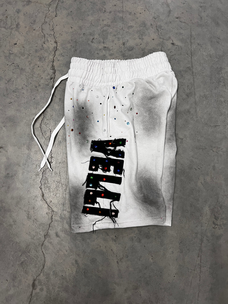 WHITE OREO Rhinestone VELLI ARCHIVED SHORTS