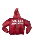 RED "VELLI ARCHIVE" Rhinestone Hoodie