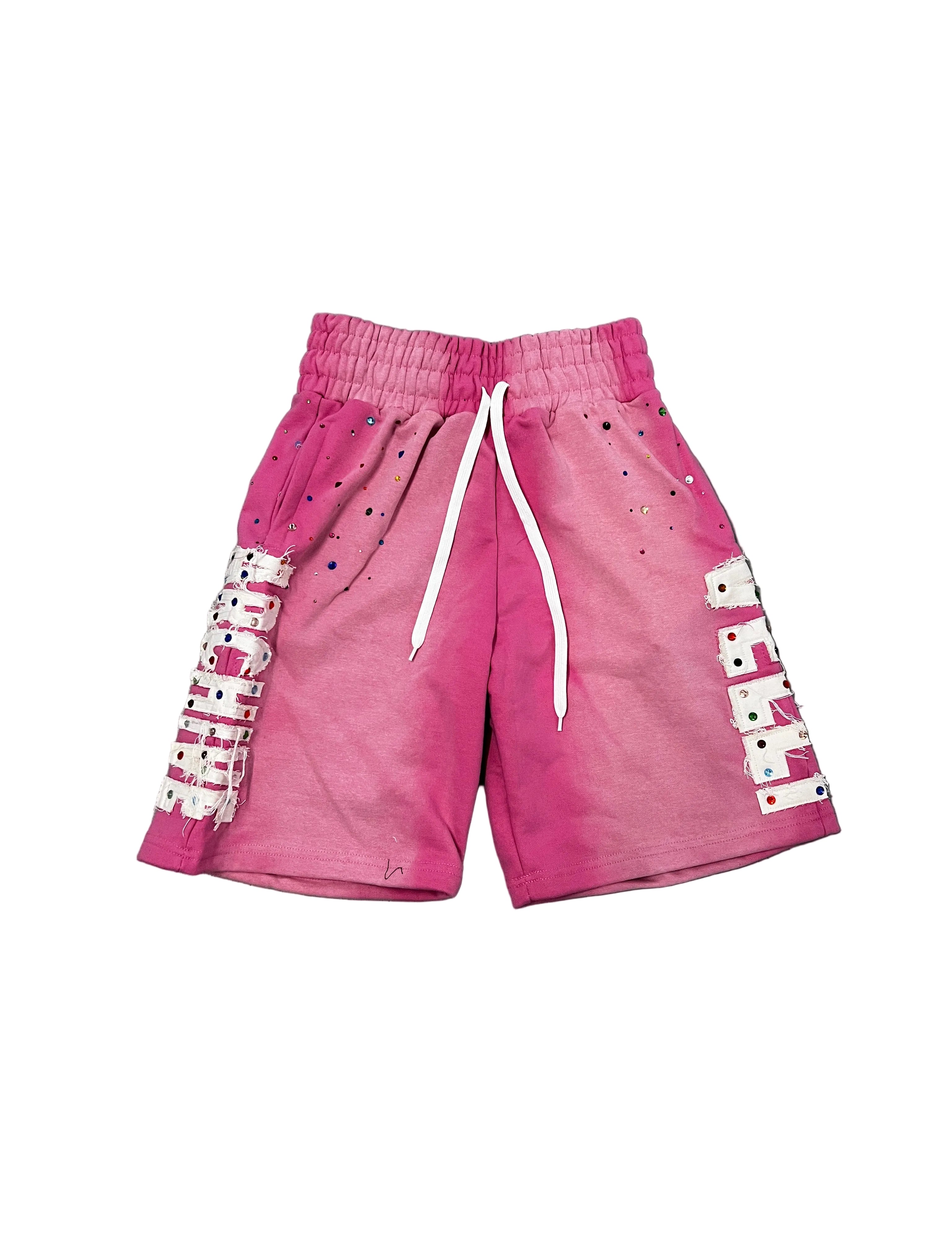 Pink "VELLI ARCHIVE" Rhinestone shorts