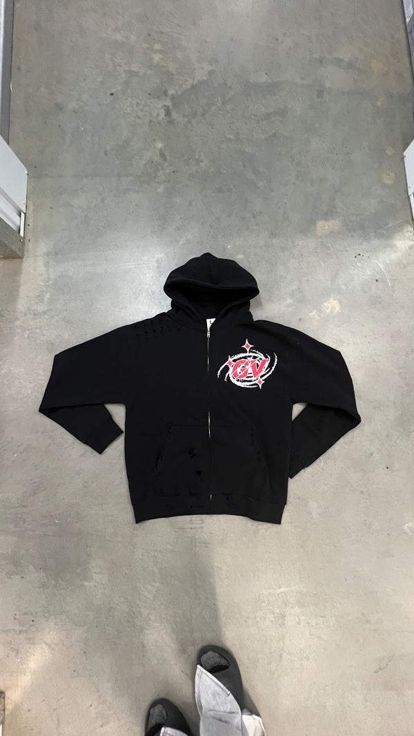 BRED GV PORTAL WASHED DISTRESSED HOODIE