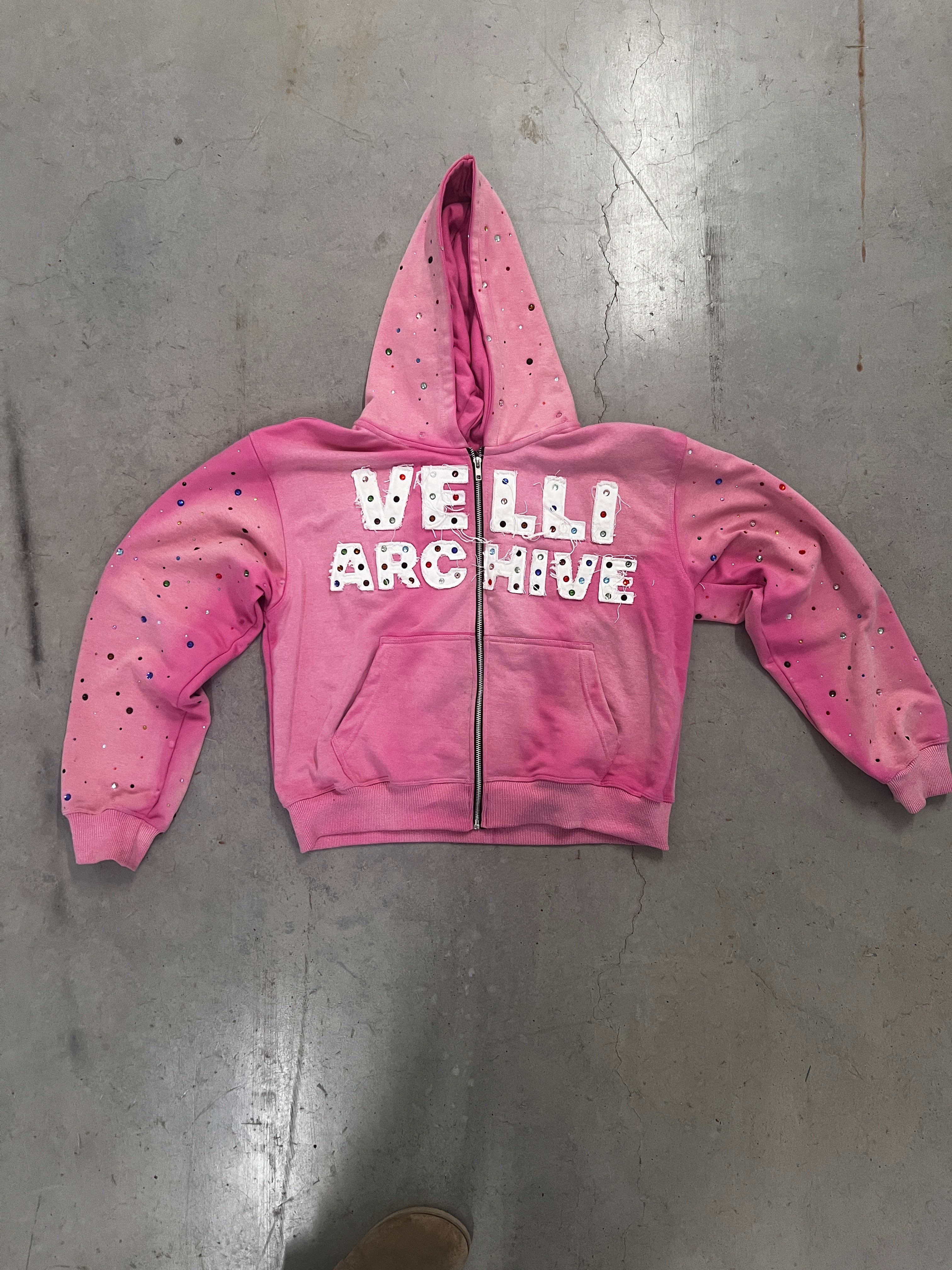 PINK  "VELLI ARCHIVE" Rhinestone Hoodie