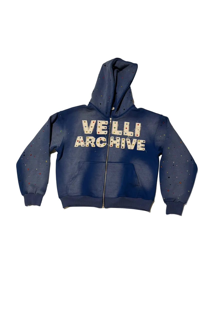 BLUE "VELLI ARCHIVE" Rhinestone Hoodie