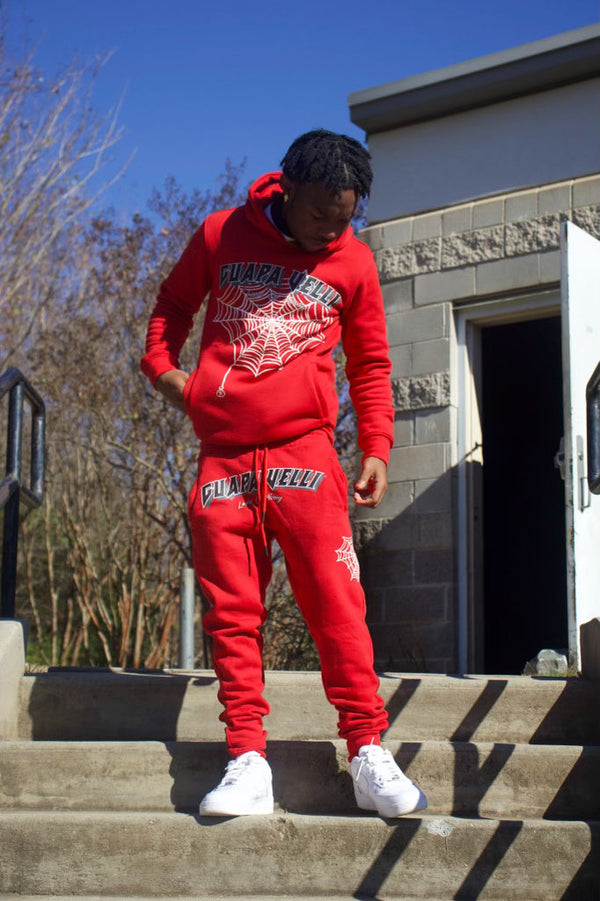 RED WEBBED "GUAPVELLI" HOODIE